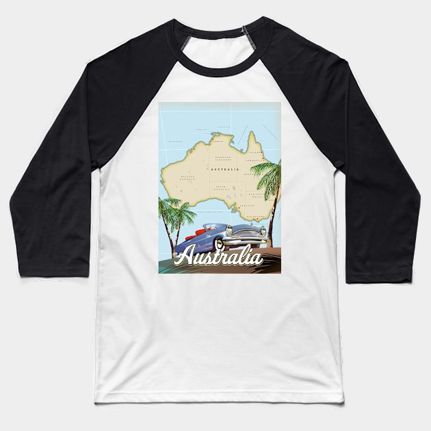 Australia travel map Baseball T-Shirt by nickemporium1